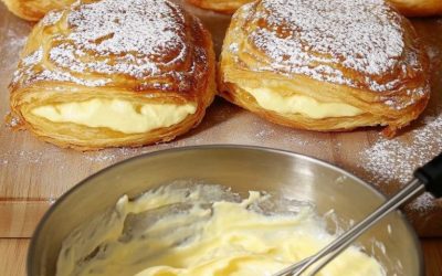 Französischer Genuss auf dem Teller: knuspriges Gebäck mit zarter Vanillefüllung.
