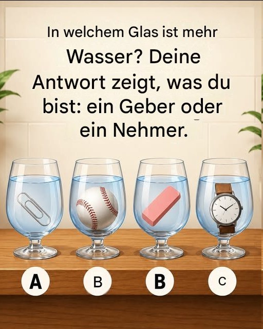 Welches Glas enthält mehr Wasser? Deine Antwort verrät, wer du bist – ein Geber oder ein Nehmer