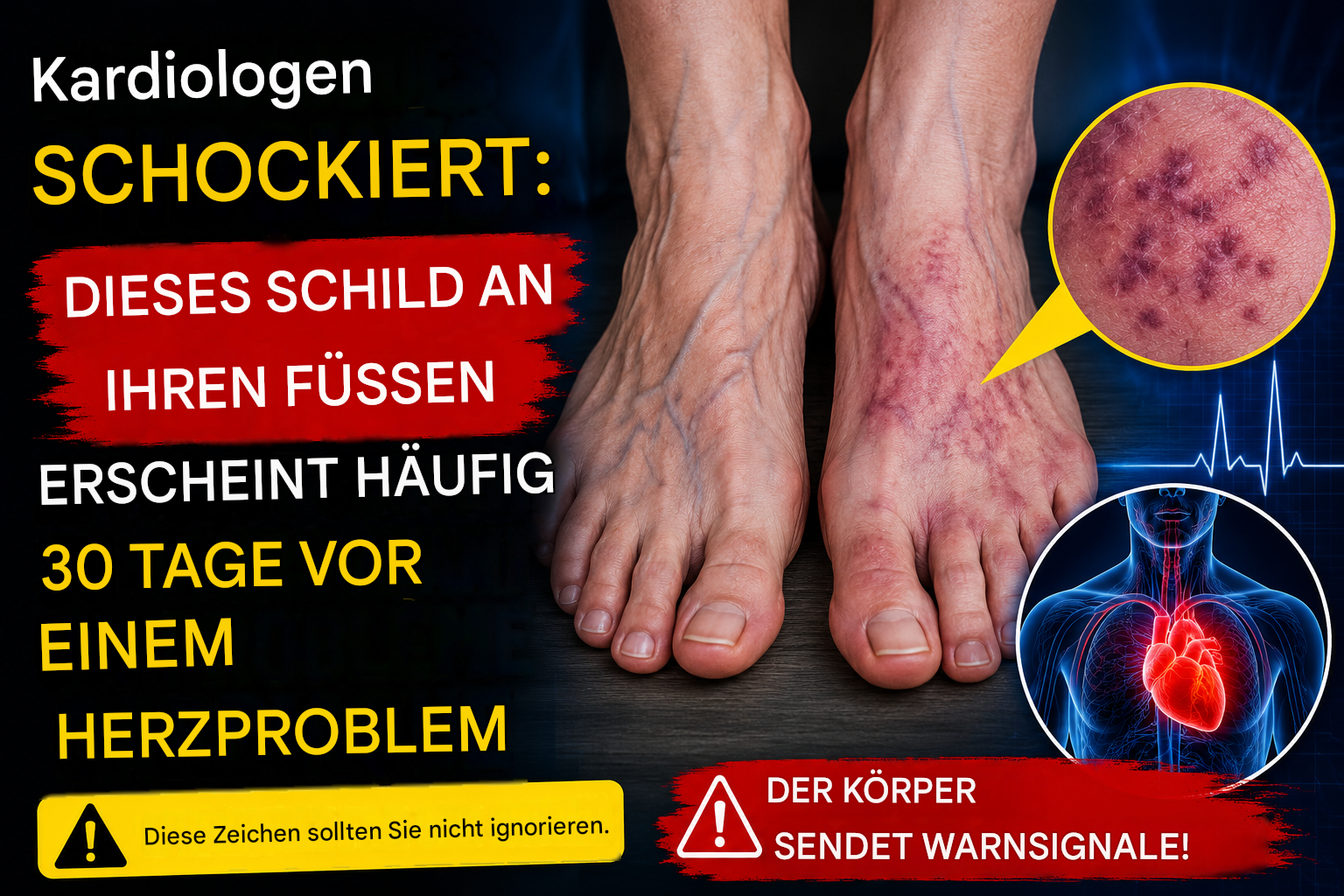 Schockierte Kardiologen: Dieses Zeichen an Ihren Füßen tritt oft vor bestimmten Herzproblemen auf