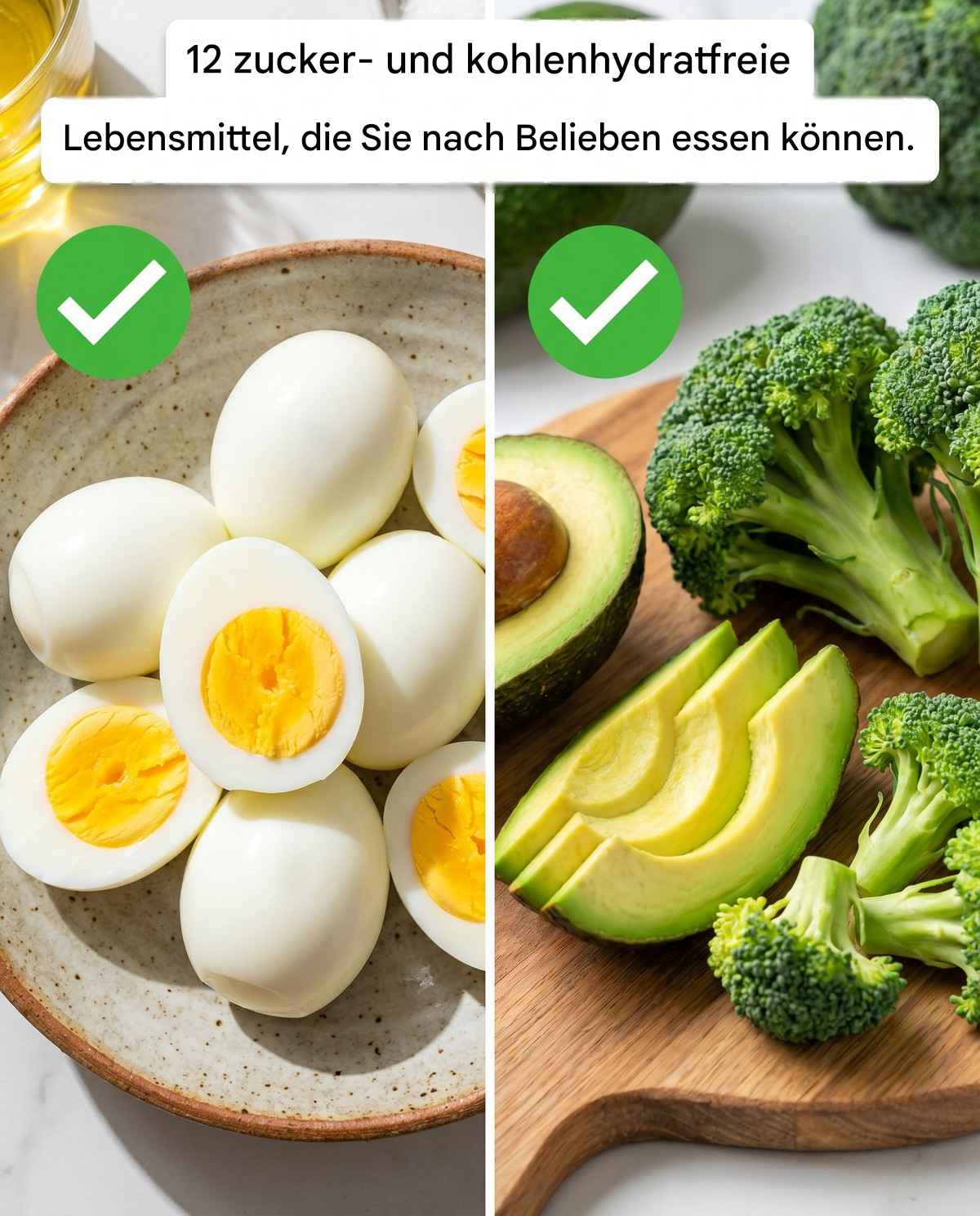 Die 12 gesündesten  Lebensmittel ohne Kohlenhydrate und  Zucker