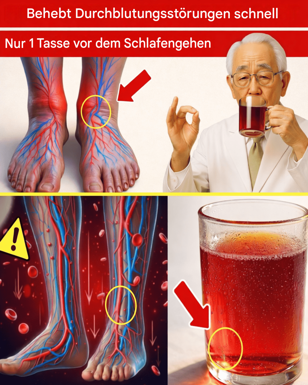 SENIOREN: Nur 1 Tasse DIESES Getränks vor dem Schlafengehen stellt die Durchblutung von Beinen und Füßen in nur 24 Stunden wieder her.