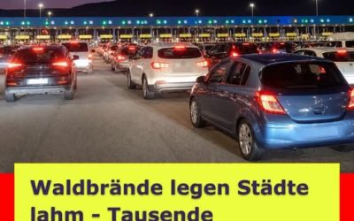 Waldbrände legen Städte lahm – Kilometerlanger Stau mitten in den Großstädten!